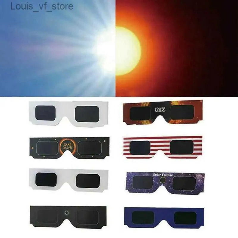 Lunettes de soleil 10 pièces papier couleur aléatoire lunettes de soleil d'observation complète 3D éclipse solaire extérieure lunettes de cadrage résistantes aux UV H240316KTB6