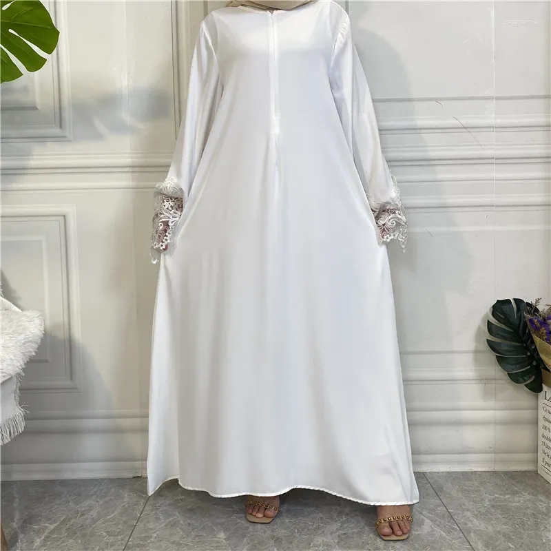 Ubrania etniczne Kobiety Eid muzułmańska sukienka Abaya Ramadan Maroko sukienki Dubai Abayas Kaftan Vestidos Arab Arab Long Shade Lace Solid Color Belt