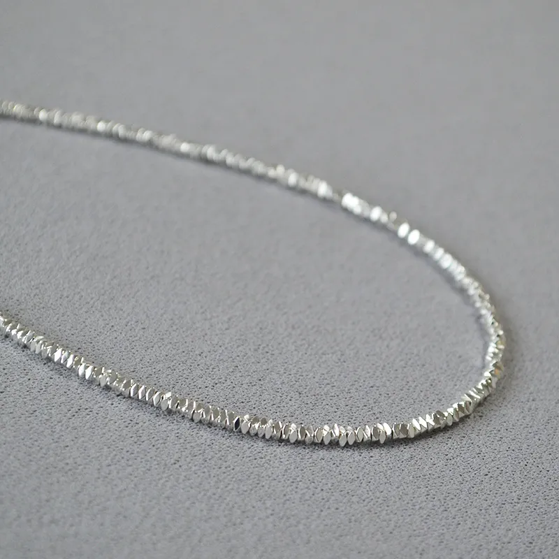 Shining Silver Charitable Fangzhu Crusted Silver Fashion, Simple Time Short Necklack Celester Chain Female
