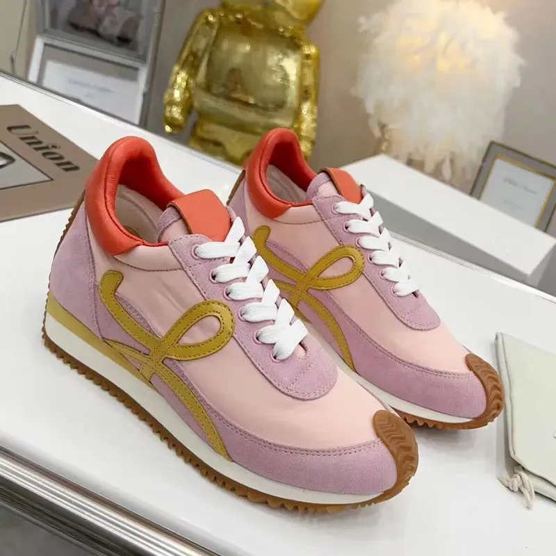 Loewe Womens Leather Lace-Up Sneakers, Casual Platform