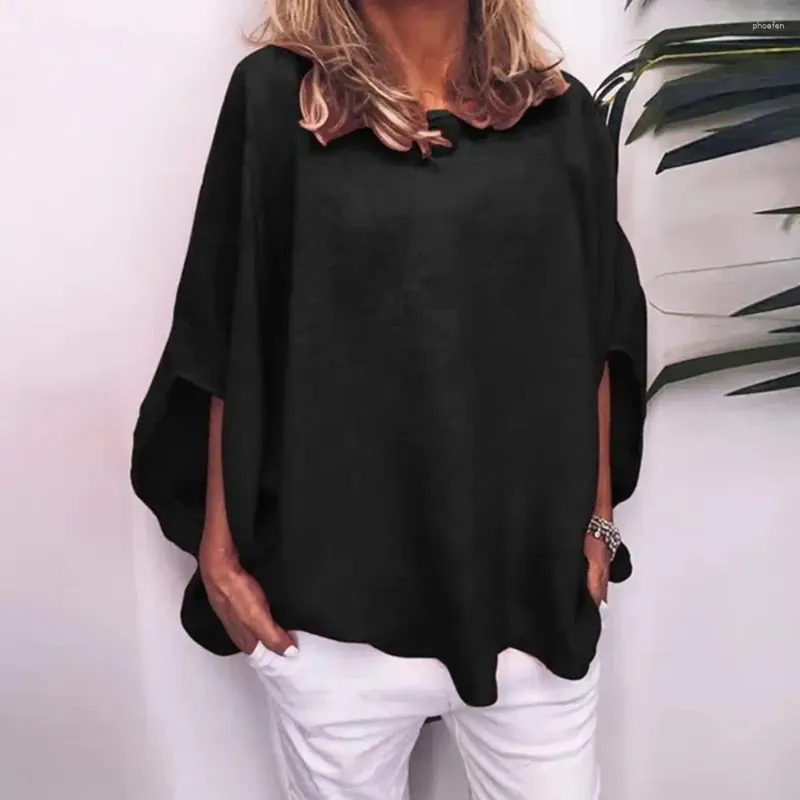 Women's Blouses Women Relaxed Fit Shirt Breathable Soft Comfortable Spring Pullover Loose Solid Color Bat Sleeve Autumn