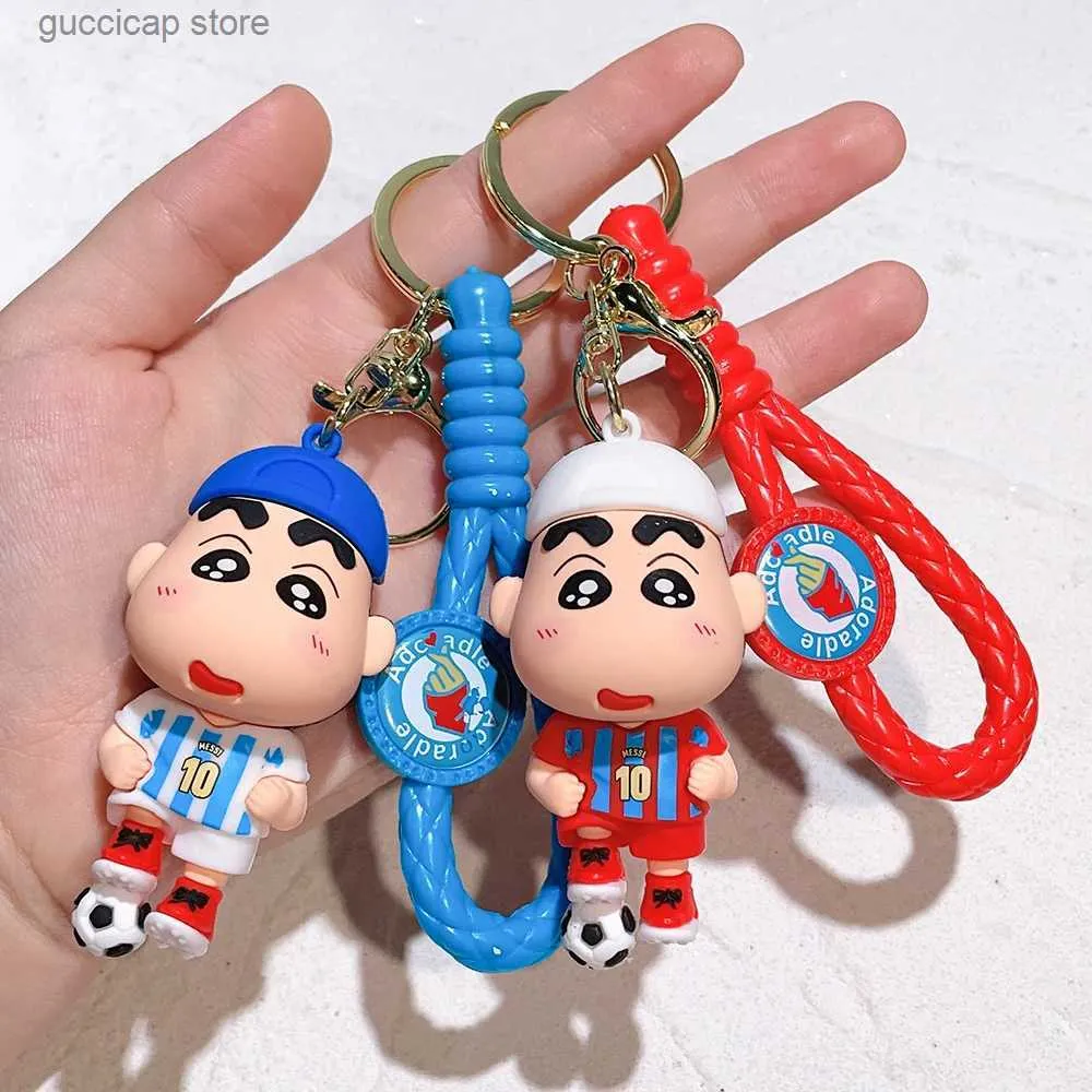 Chaveiros Lanyards Anime Cartoon Crayon Shin-chan Chaveiro Bonito Boneca Pingente Mochila Ornamentos Carro Chaveiro Acessórios Jóias Presentes de Natal Y240316