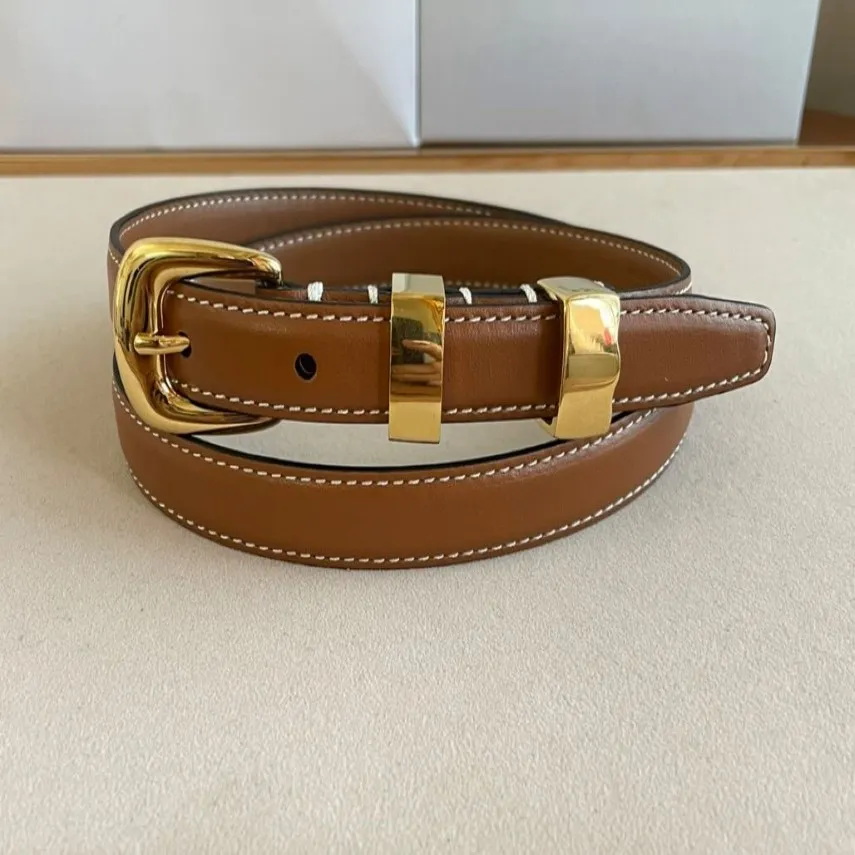 Boucle d'or Ceinture en cuir marron pour femmes Ceintures de taille réglables réversibles Largeur 1 8 cm Ceintures de créateurs de mode décontractées avec Box234x