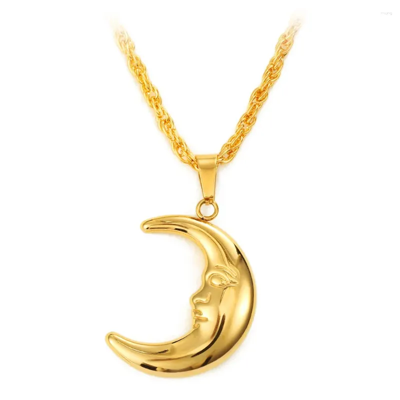 Pendant Necklaces Fooderwerk Jewelry Fashion 3D Solid Moon Hollow Necklace Middle East Golden Ladies