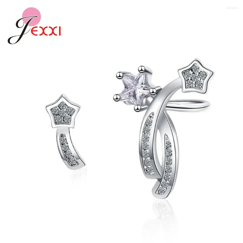 Brincos do garanhão Cometes de estrela geométrica Startria para mulheres CLEF CZ BRILHO METEOR EAR 925 STERLING SLATER JEWELS FEMME