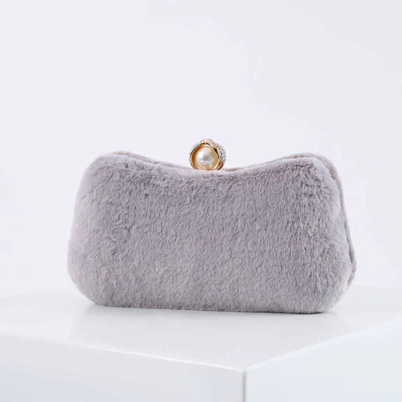 Sacs de soirée Hiver Lapin Cheveux Sac De Soirée En Peluche Femmes Tempérament Banquet De Mariage Sac Mère