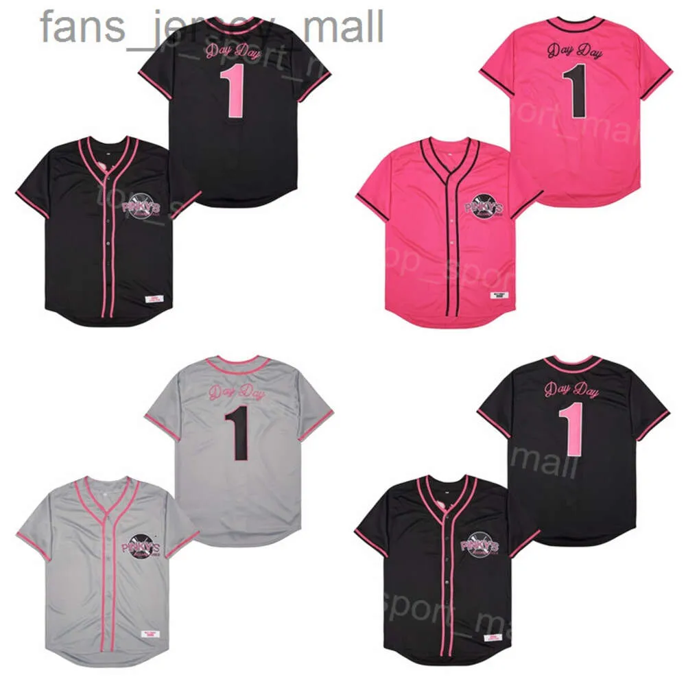 Moive Beisebol PRÓXIMA SEXTA-FEIRA Jersey 1 DIA DIAS EM CINZA Preto Rosa Equipe Tudo Costurado Cool Base Cooperstown Retro University Vintage Para Fãs de Esporte Uniforme Respirável