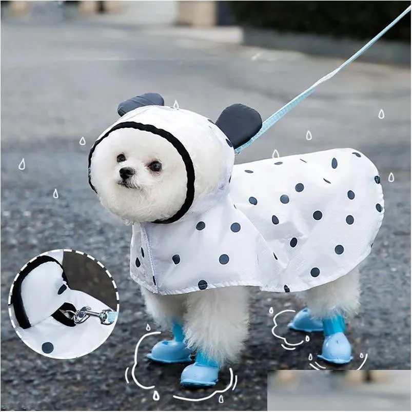 犬のアパレルレインコートサマーペットレインコートかわいいクマの耳小型および中型の犬用防水服