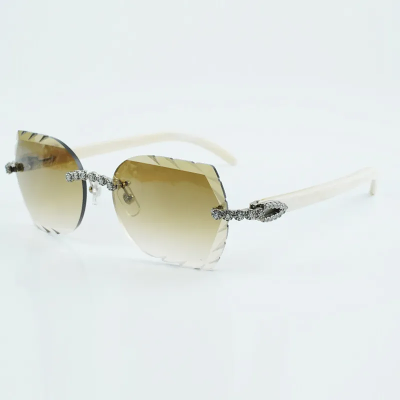 Nowe produkty Bukiet Klasyki Diamentowe i cięte okulary przeciwsłoneczne 8300817 z naturalnym białym Bawolowym Rogiem Rozmiar 60-18-140 mm