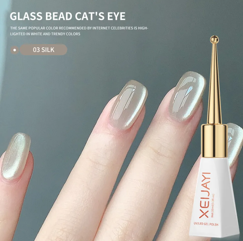 Golden Sunset Sparkle: Reflective Glass Cat Magnetic Gel nagellack, lysande glittereffekt, UV/LED Soak-off-formel