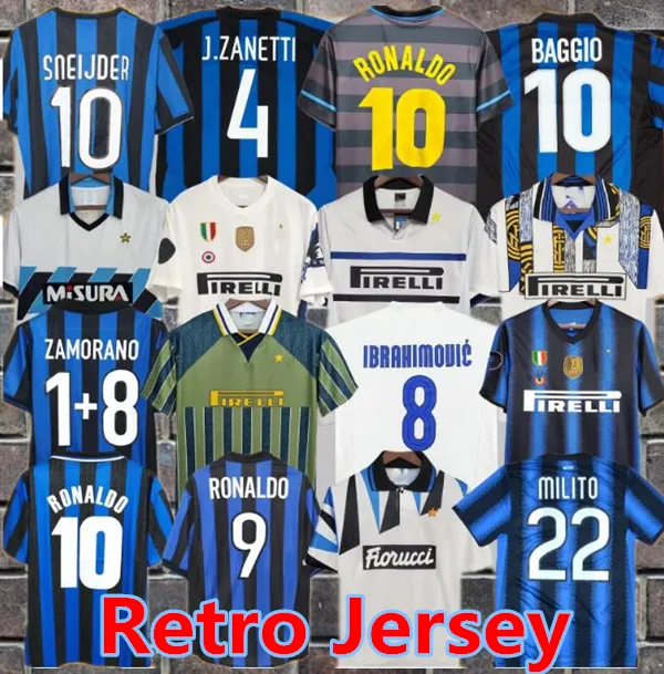 Final de camisa de futebol retrô 2009 MILITO SNEIJDER ZANETTI Milan Eto'o Futebol 97 98 99 95 96 Djorkaeff Baggio ADRIANO 10 11 07 08 09 Zamorano RONALDO Inters Ibrahimovic