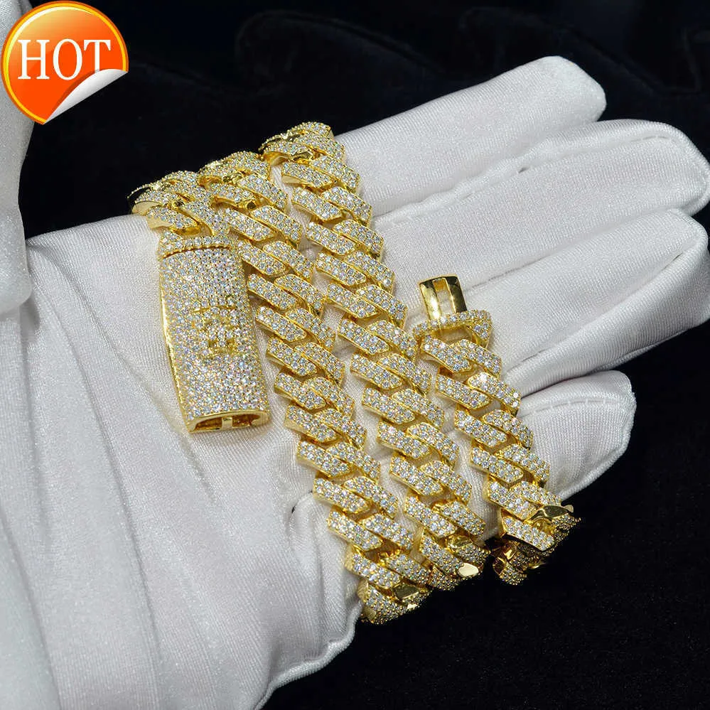 Pendanthalsband 10mm Moissanite Cuban Chain Fast Shipping Round Brilliant Cut 10K 14K Solid Gold Cuban Link Chain For Men Women