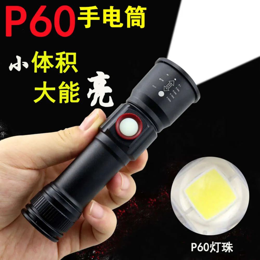 Nova lanterna forte p60 mini usb embutida 18650 bateria de lítio recarregável p50 luz para ciclismo ao ar livre 147804