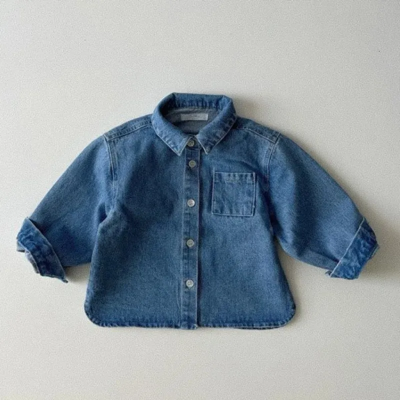 16Y Kids Boys Spring Denim koszule Toddler Solidny kolor Niebieski swobodny kieszonkowy kowbojski kowboj