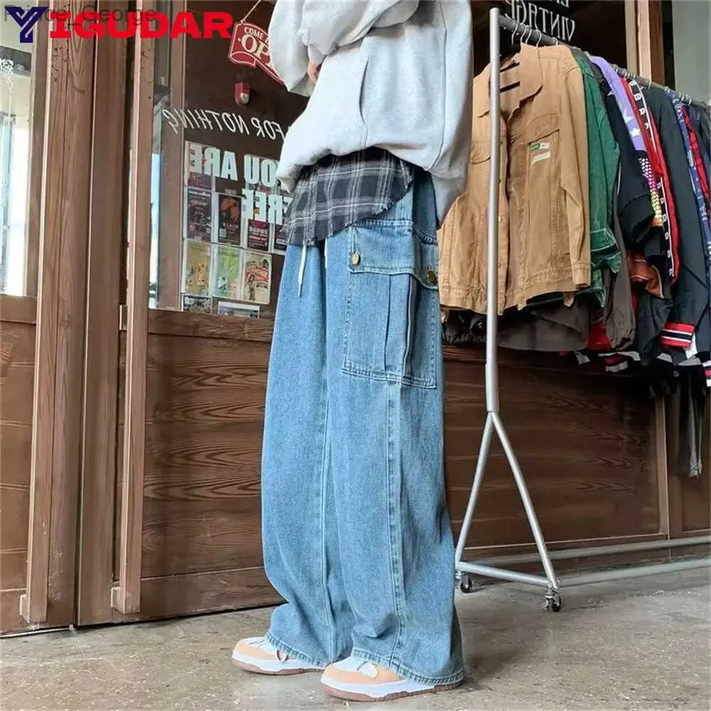 Herren Jeans Übergroße Baggy-Jeans Männer Mode Retro Casual Breite Bein Jeans Männer Streetwear Lose Hip Hop Gerade Denim Hosen Herren HosenL2403