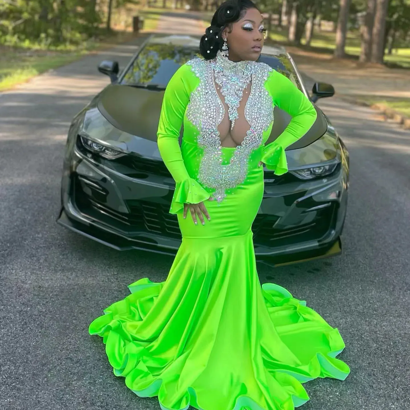 Green tight prom dresses online