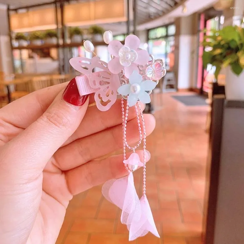 Hair Accessories Luxury Flower Antique Lovely Head Wear Plush Children's Clip Butterfly Hairpin Korean Style