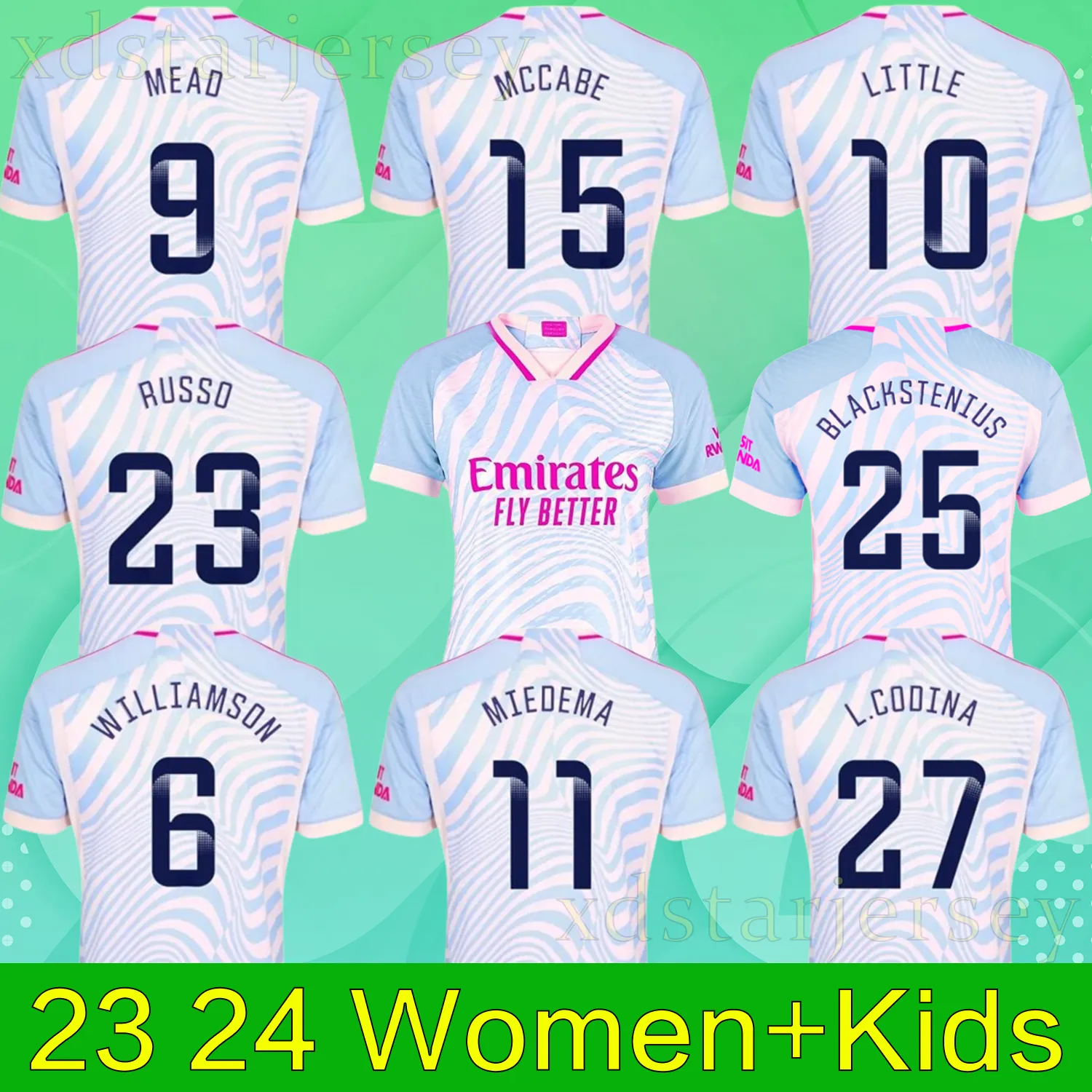 23 24 MEAD LITTLE L.CODINA G.JESUS SKA camisa de futebol 2023 2024 WILLIAMSON MIEDEMA 11 RUSSO 23 McCABE L.CODINA CATLEY Blackstenius camisa de futebol masculino crianças mulheres