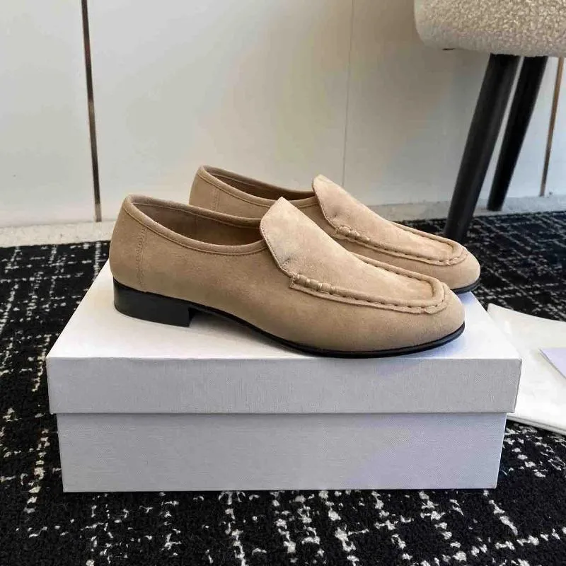 Scarpe casual Primavera concise retrò Décolleté da donna Punta tonda Slip-on in pelle scamosciata in vera pelle Comfort Chaussure Femme