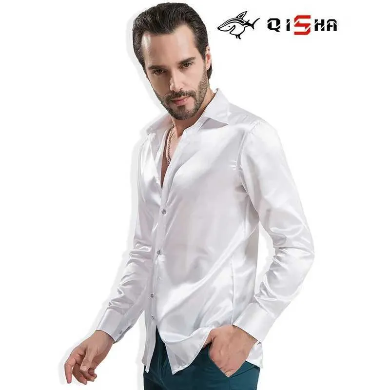 Mens Satin Silk Dress Shirt: Luxury Wedding, Party Shiny