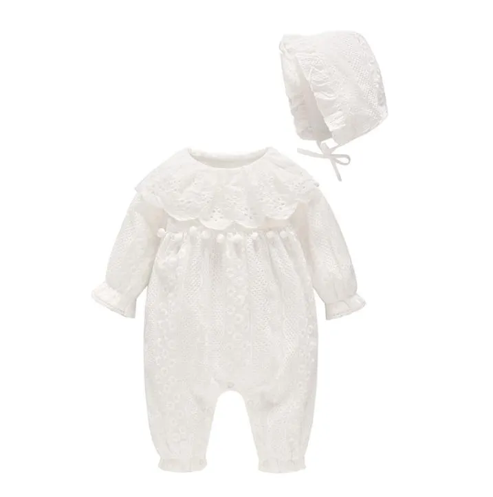 Mignon nouveau-né barboteuses bouton vêtements avec chapeau infantile combinaison pur coton pyjamas 2011274440921