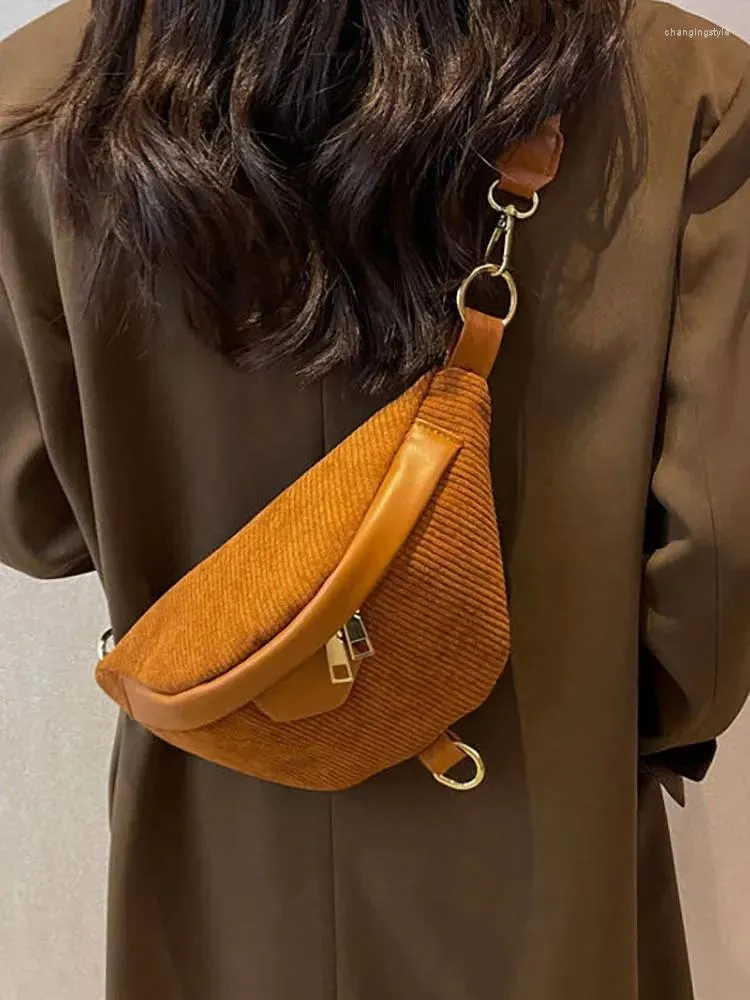 Marsupi Foufurieux 2024 Moda Autunno Inverno Borsa a tracolla a strisce Petto da donna Solid Preppy Pacchetti femminili