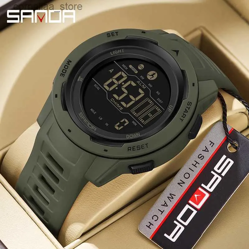 Other Watches SANDA Top Brand Men es Fitness Running Sports Passometer Calories 50M Waterproof LED Digital Military Wrist Y240316