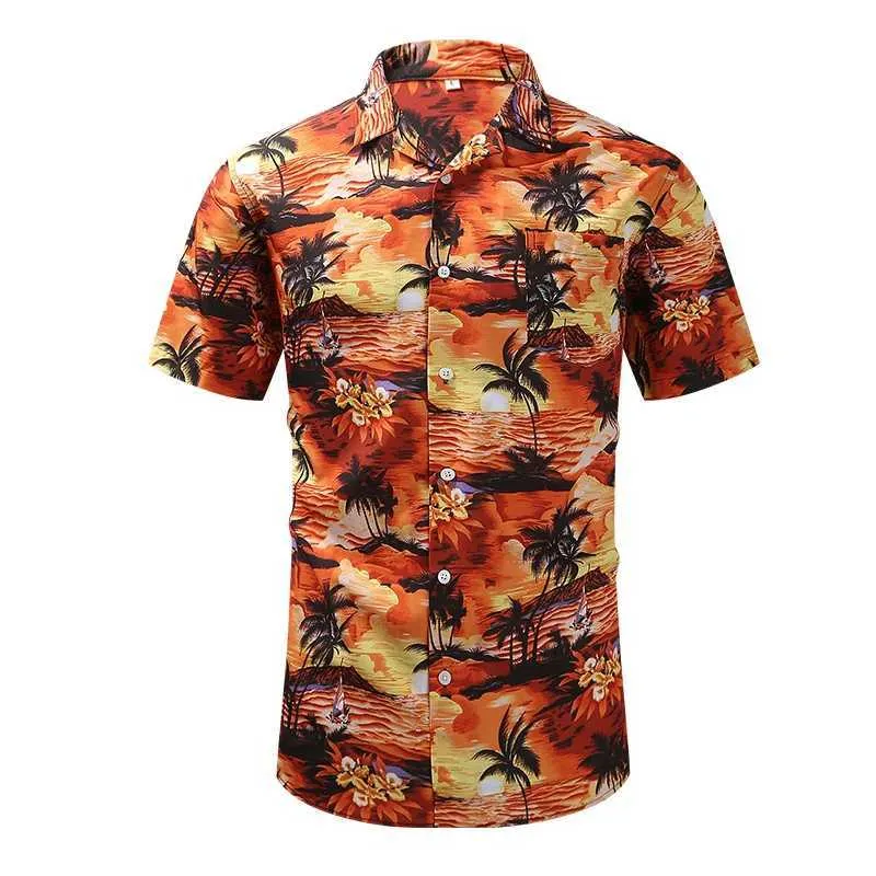Men's Casual Shirts New Haiian Flower Mens Shirt Printed Short-sled Summer Beach Casual Fashion Clothing For Young And Middle-aged PeopleC24315