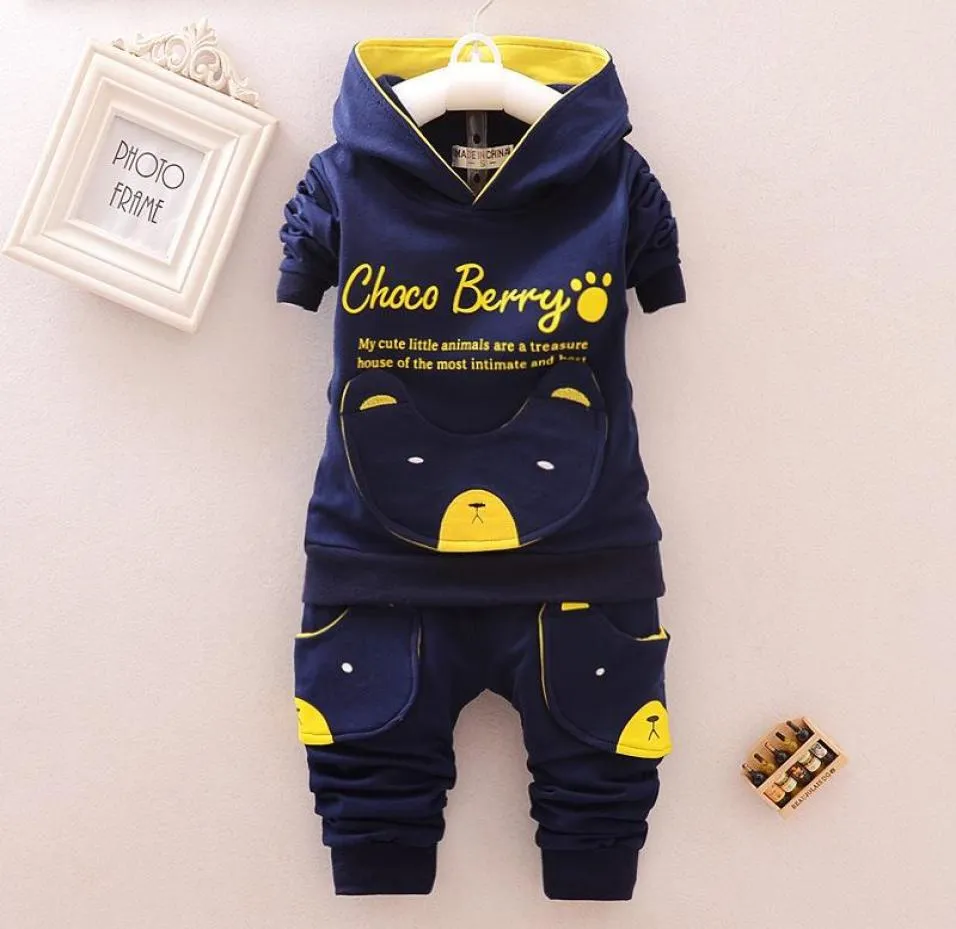 2019 Kids Designer Clothes Set Cartoon Hooded Coat and Pants 2st Fashion Letter Baby Boy Girl Autumn Suit Toddler Cotton Sport T4436175
