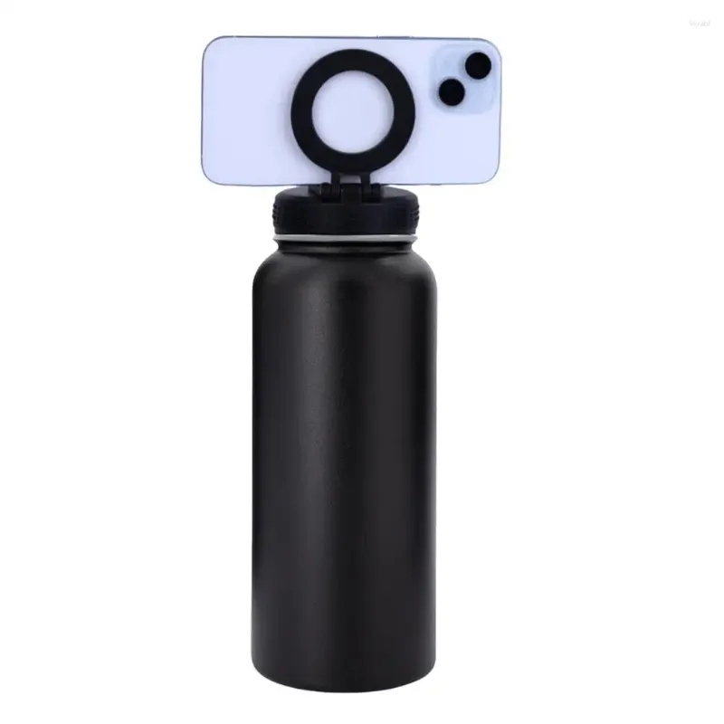 Water Bottles Magnetic Phone Holder Bottle 1000ml Insulated Stainless Steel With High Temperature For 12/24