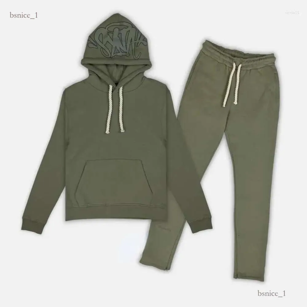 Chándales para hombres Ropa de calle Synaworld Y2K Sudadera con capucha Sudadera Pantalones de chándal Letras de dos piezas Bordado Conjunto holgado Ropa deportiva 944