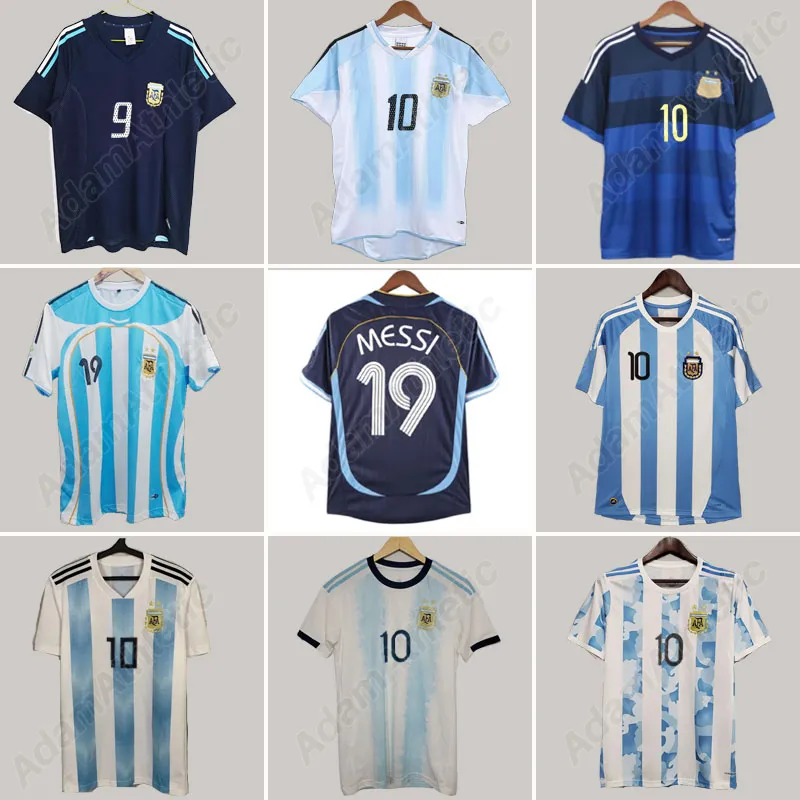 Argentyńska koszulka retro 2006 Maradona Batistuta Messis Camiseta Argentino Vintage Riquelme Crespo Football Shirt Kun Aguero di Maria Argentino klasyczne koszulki