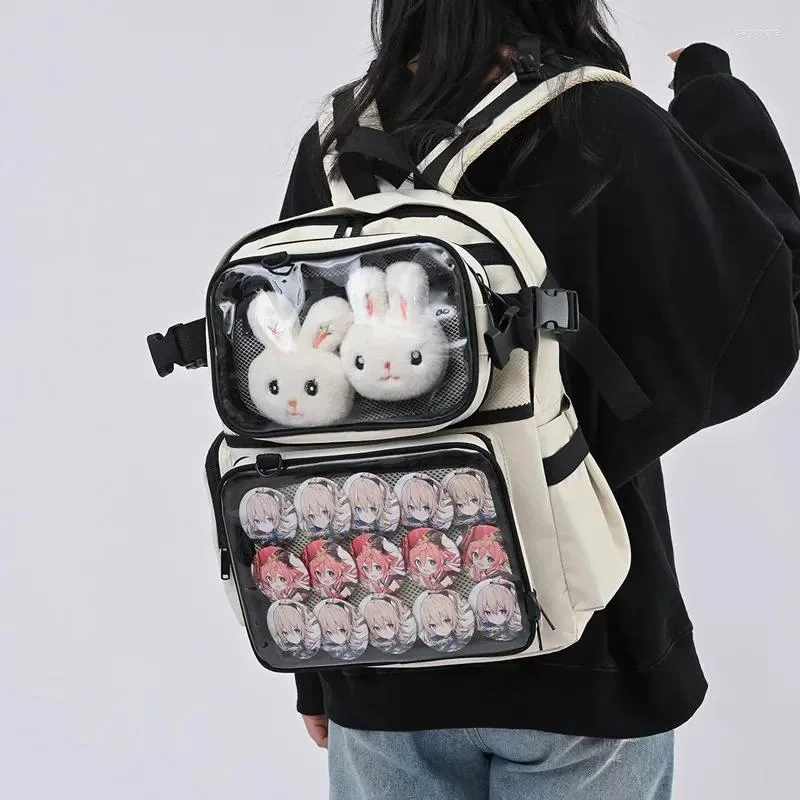 Schultaschen Ita Rucksäcke für Frauen 2024 Japanisch gestaltete transparente große Kapazität durchsichtige klare Canvas-Rückentasche Mochila