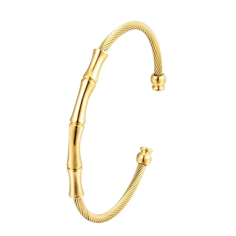 Arrivée Design classique câble incrusté bambou Bracelet taille réglable Bracelet bijoux de mode pour les femmes 240312