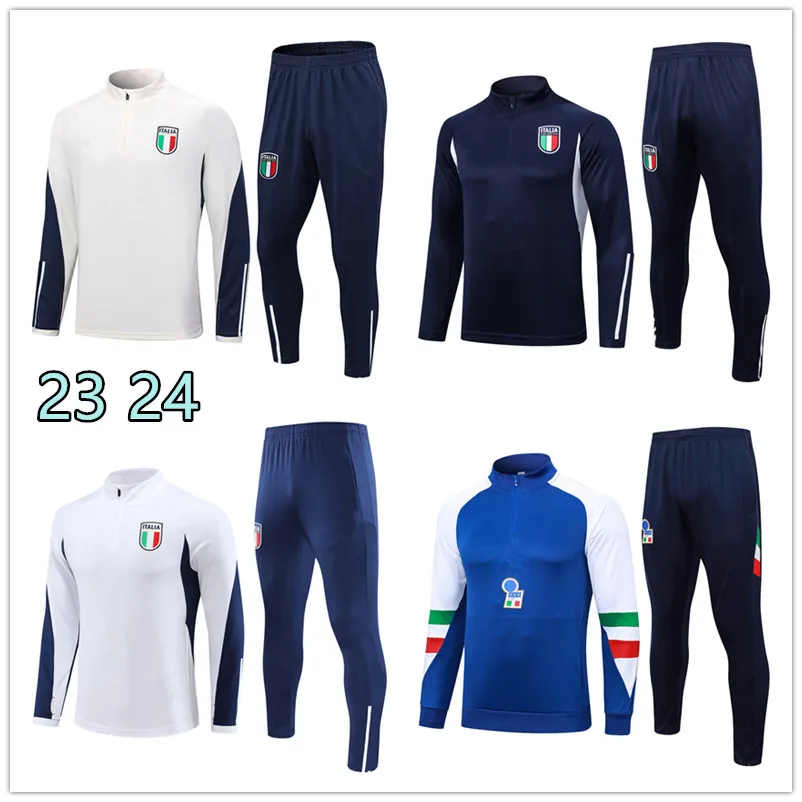 2023 2024 Italien Tracksuit Survetement Half Ziptraining Suit Soccer 23 24 Italia Man and Kids Football Tracks Set Sportswear