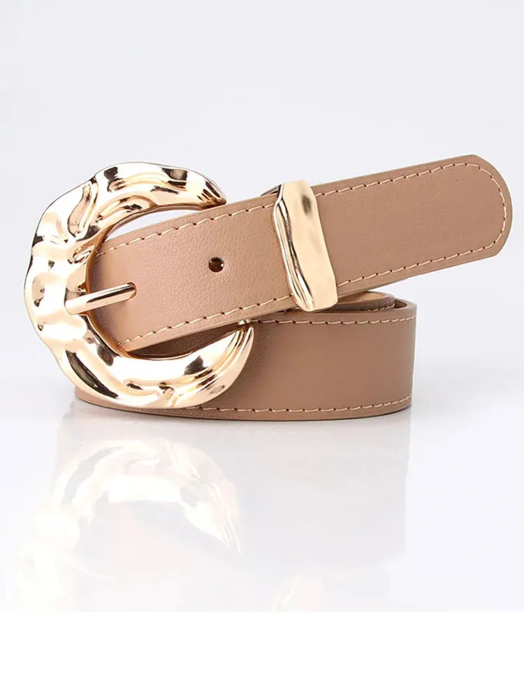 Casual Polished Metal Pin Buckle Women Belt Solid Color Classic PU Leather High Quality Fashion Designer Jeans Waist Belt 240311