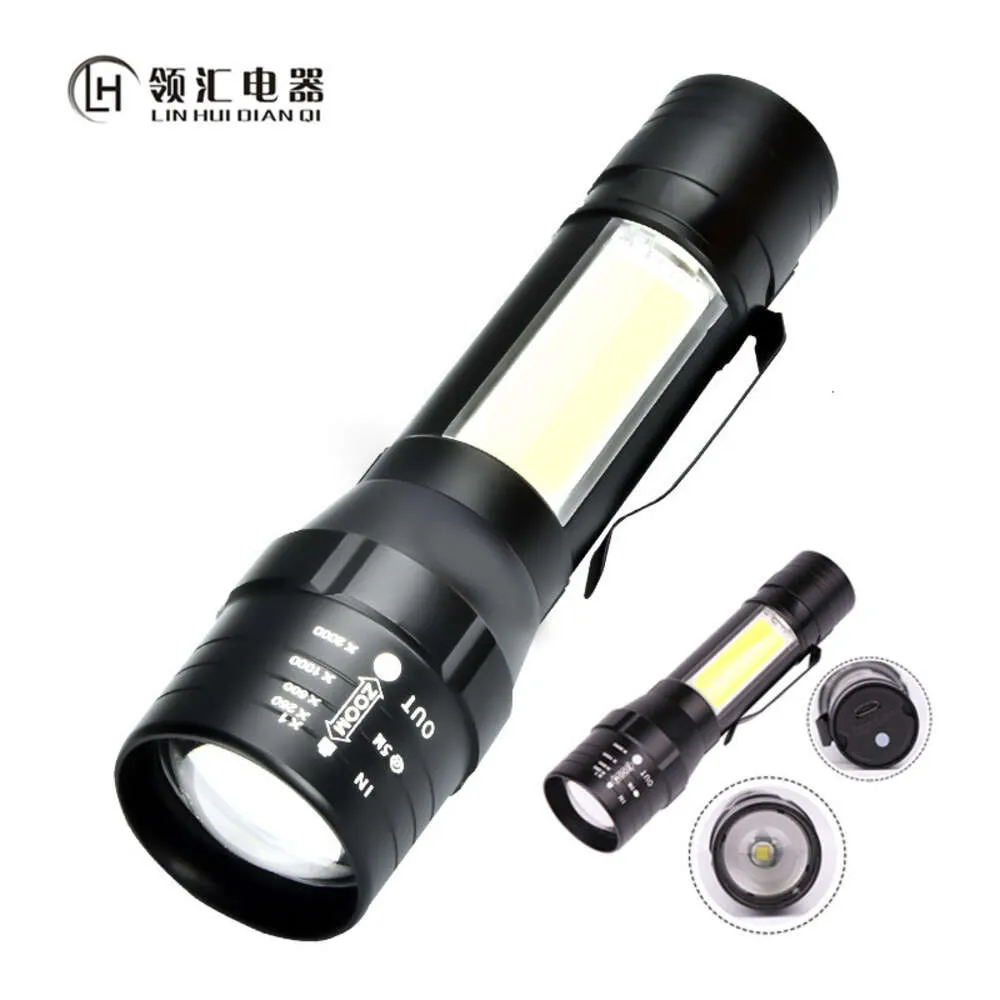 Multifunktionell aluminiumlegering mini stark ficklampa USB-laddning t6 högeffekt utomhus camping natt fiske ljus kob 240244