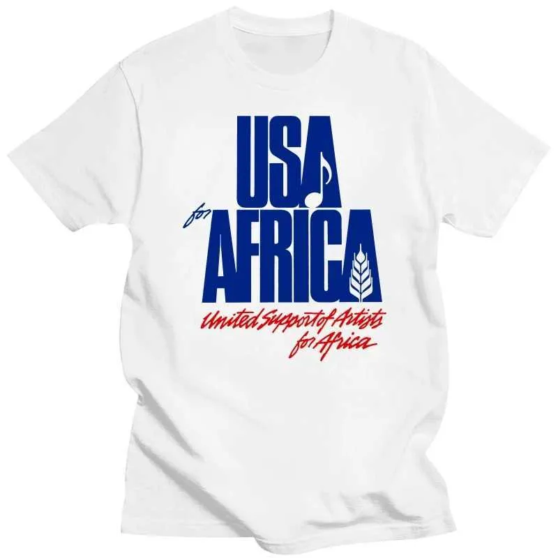 Męskie koszule We Are The World Anniversary USA dla Africa United Artists White T-Shirtc24315