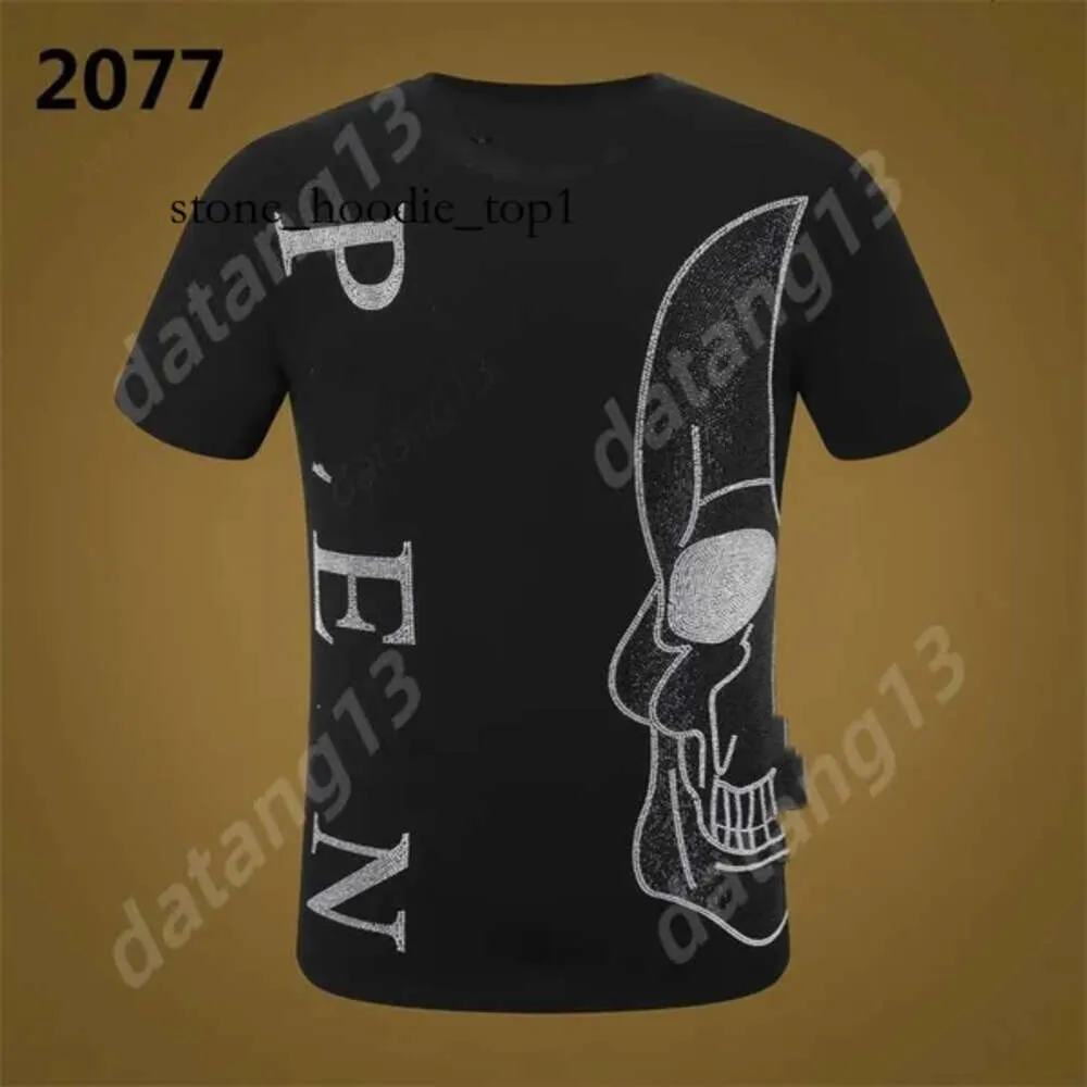 Philipe Plein Mens 티셔츠 브랜드 남성 디자이너 티셔츠 셔츠 두개골 남자 클래식 고품질 힙합 플레인 셔츠 남자 셔츠 레저 야외 짧은 슬리프 플레인 6686