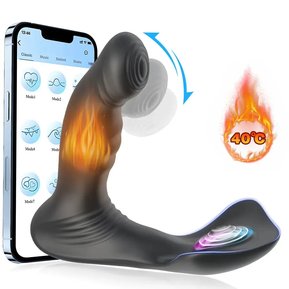 Dualmotor Prostata Massagebaste Swing Anal Plug Sex Toy Smart Heating App Steuerelement männlicher Masturbator -Buttspielzeug für Mann 240312