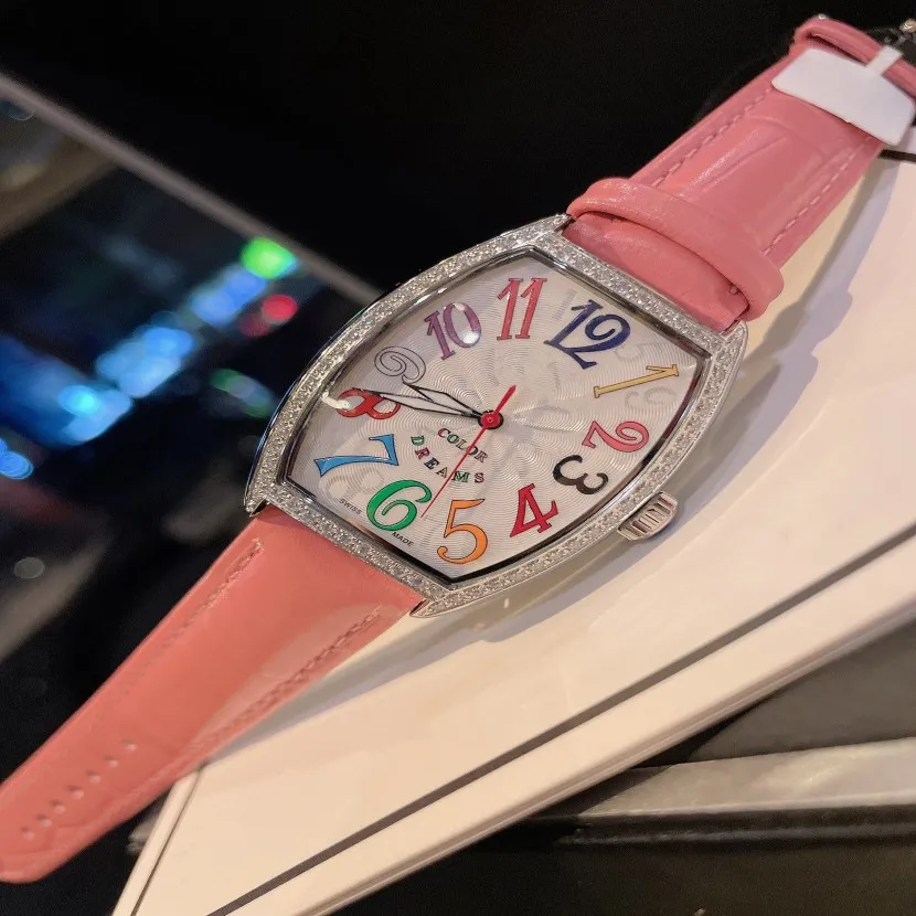 Women's quartz watch Barrel type Mueller color dreams Size 43 mm Set with diamonds Noble fashion watch247W