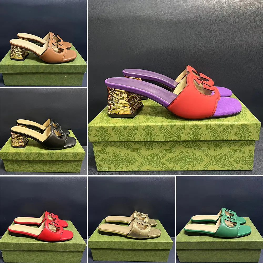 Hoge kwaliteit Designer sandalen voor dames dames designer pantoffels slipper slides Flats Hoge hak Reliëf Leer slangenleer Strand thuis Zomer Luxe sandaal Maat 35-42
