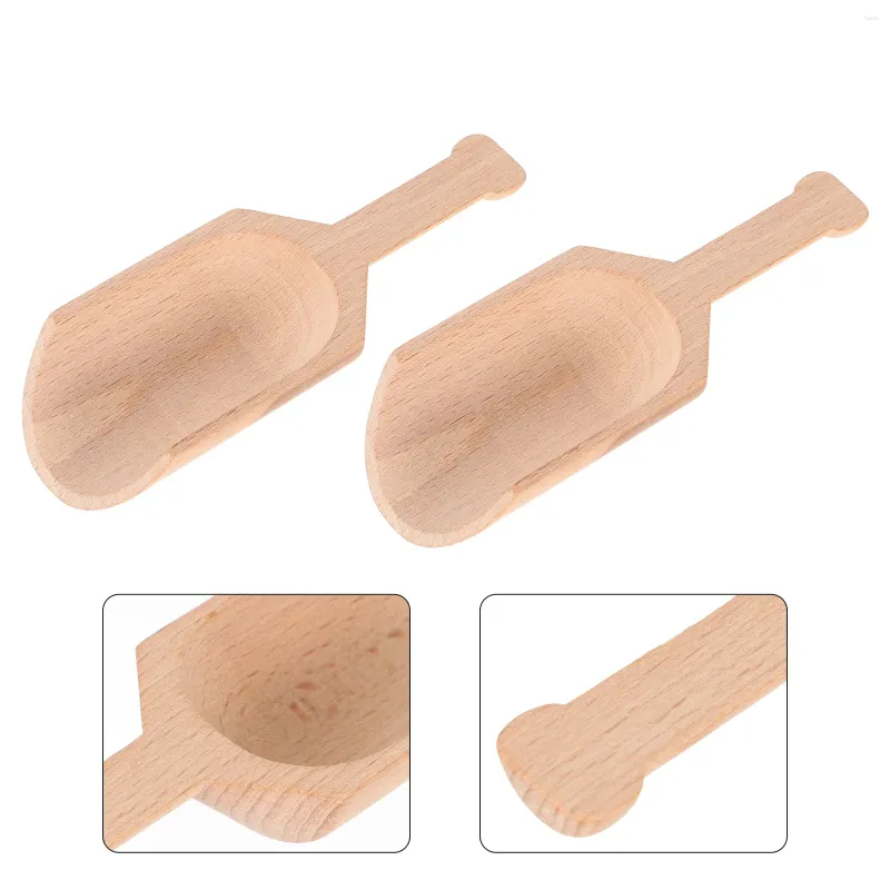 Dinnerware Sets 2Pcs Salt Scoop Large Wooden Bath Spoon Unfinished Scoops Kitchen Seasoning Loose Leaf Tea