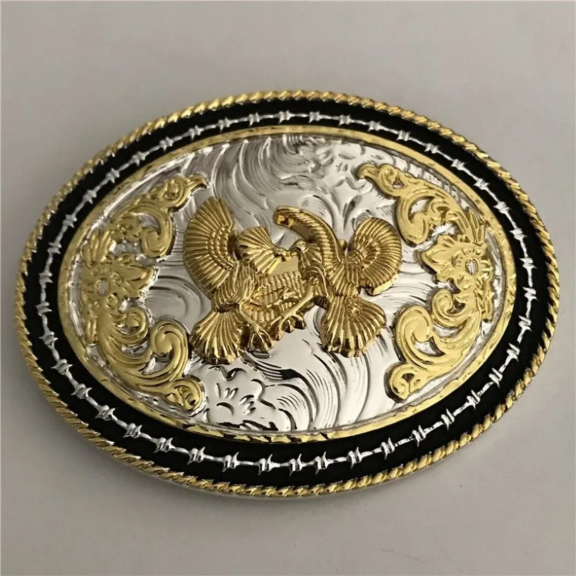 Cool 3D Lace Gold Phoenix Cowboy Belt Buckle With Oval Metal Men Kvinnor Bältes smycken Buckles290g