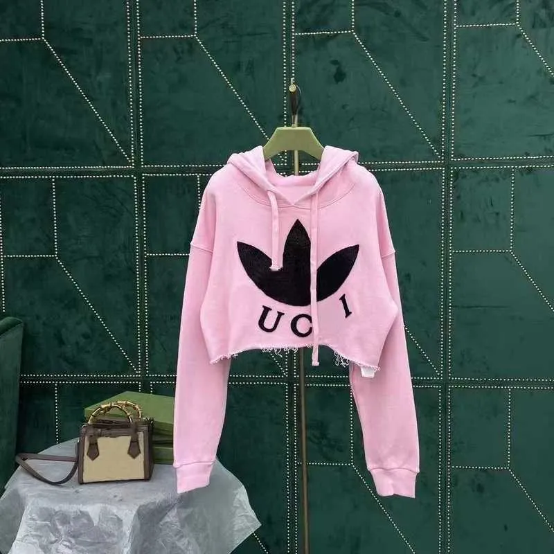 Kadın Hoodies Sweatshirts Tasarımcı Tasarımcı Hoodie Kadınlar için Uzun Kollu Kapşonlu Kısa Mahsul Kadın Moda Alfabe Baskı Sonbahar Kapşonları NW5B