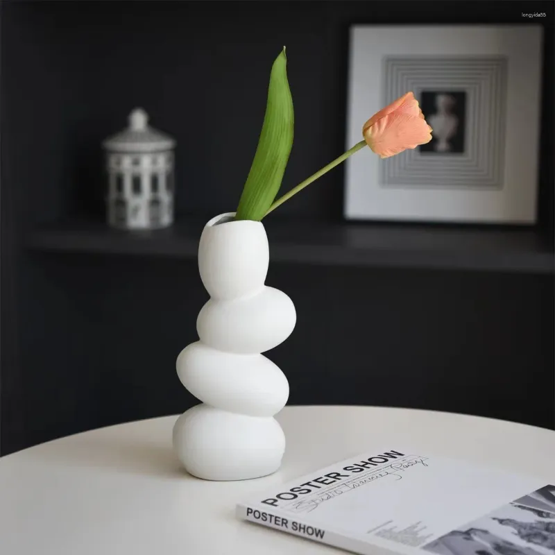 花瓶クリエイティブセラミック花瓶ライト豪華な不規則な形の小石の家の装飾リビングルームフラワーアレンジ