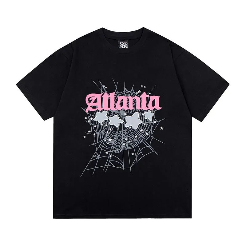 Designer Mannen T-shirt Roze Young Thug Sp5der 555555 Mans Vrouwen Kwaliteit Schuimende Afdrukken Spinnenweb Patroon T-shirt Mode Y2k Top Tees 820