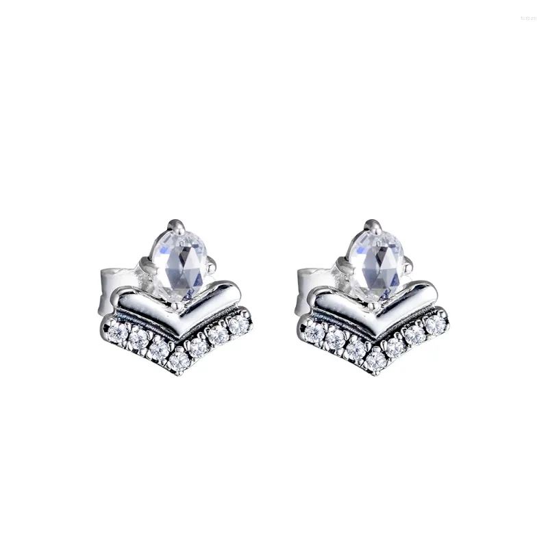 Stud Earrings Classic Wishes With Clear CZ 925 Sterling-Silver-Jewelry