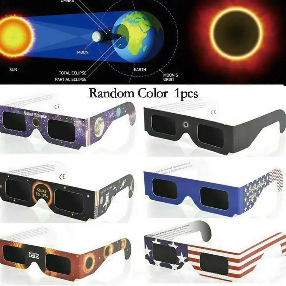 Lunettes de soleil 10 éclipses solaires annulaires en papier couleur aléatoire lunettes d'extérieur à éclipse solaire totale H240316