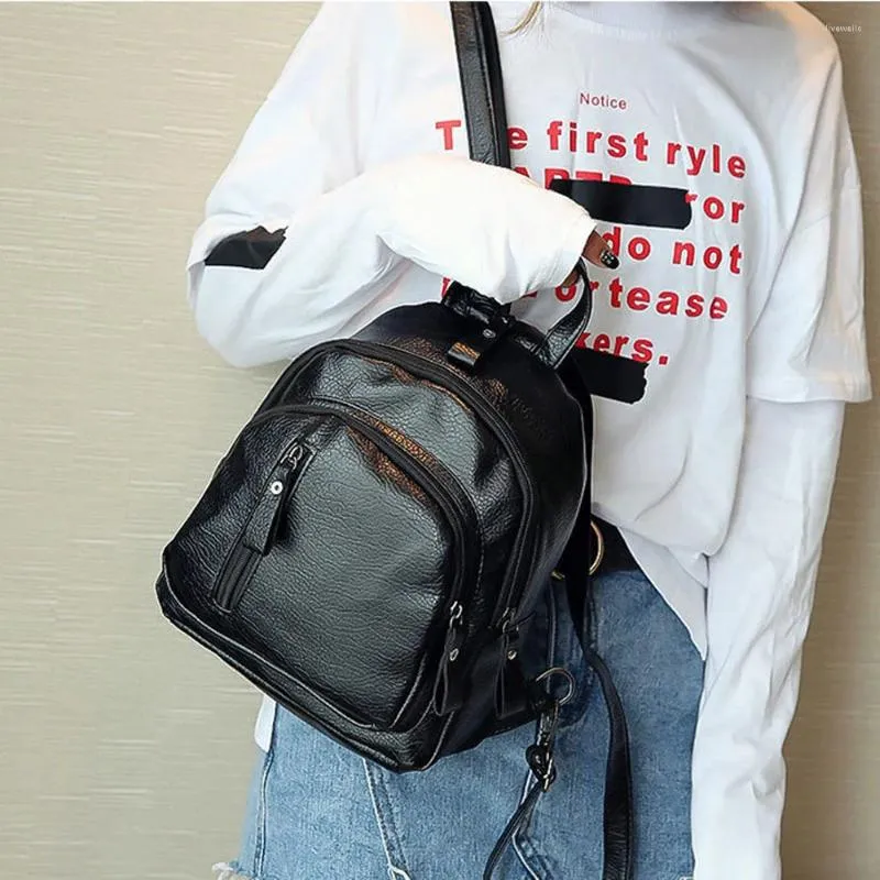 Mochilas escolares mochilas de couro para mulheres bolsa menina bonito pequena moda mochila de ombro bookbags multifuncional combustível